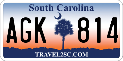 SC license plate AGK814