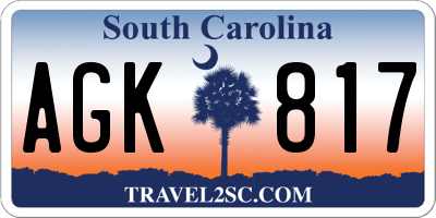 SC license plate AGK817