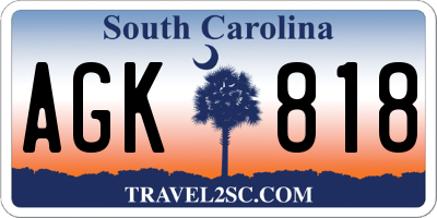 SC license plate AGK818