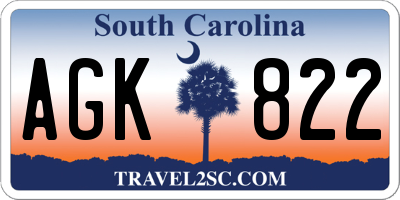 SC license plate AGK822