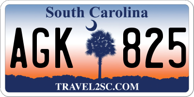 SC license plate AGK825