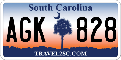 SC license plate AGK828