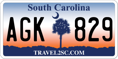 SC license plate AGK829