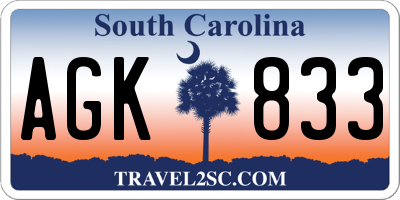 SC license plate AGK833