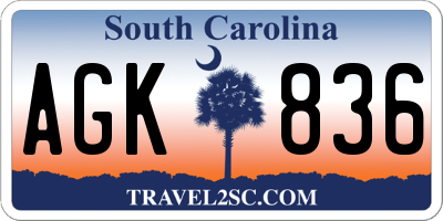 SC license plate AGK836