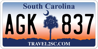 SC license plate AGK837