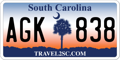 SC license plate AGK838