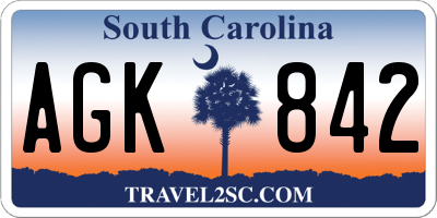 SC license plate AGK842