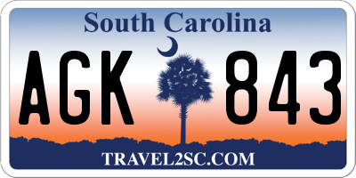SC license plate AGK843