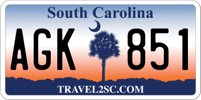SC license plate AGK851