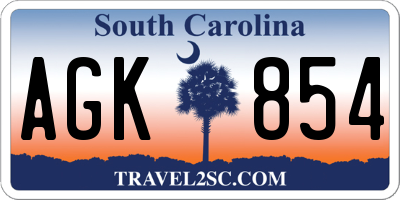 SC license plate AGK854