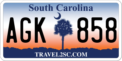SC license plate AGK858