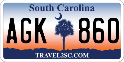 SC license plate AGK860