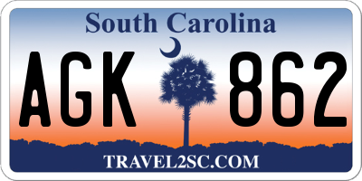 SC license plate AGK862