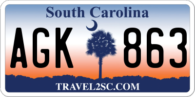 SC license plate AGK863