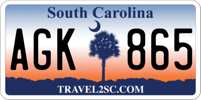 SC license plate AGK865