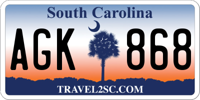 SC license plate AGK868