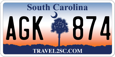 SC license plate AGK874