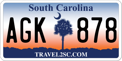 SC license plate AGK878