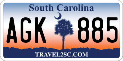 SC license plate AGK885