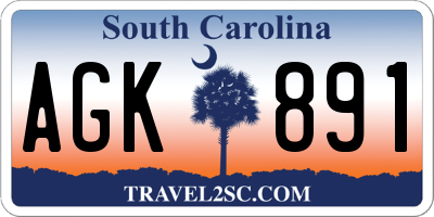 SC license plate AGK891