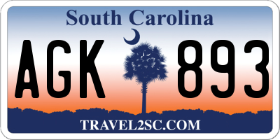 SC license plate AGK893