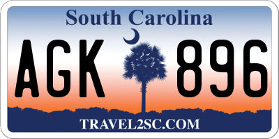 SC license plate AGK896