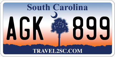 SC license plate AGK899