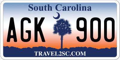 SC license plate AGK900