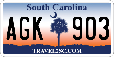 SC license plate AGK903