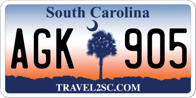SC license plate AGK905