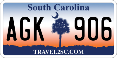 SC license plate AGK906