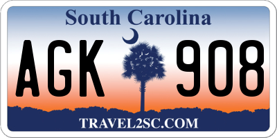 SC license plate AGK908