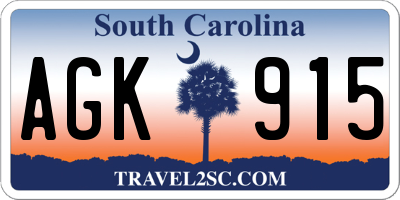 SC license plate AGK915