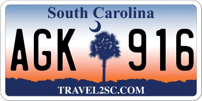 SC license plate AGK916