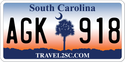 SC license plate AGK918