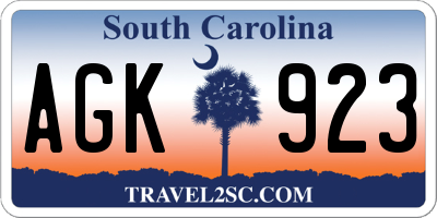SC license plate AGK923