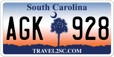 SC license plate AGK928
