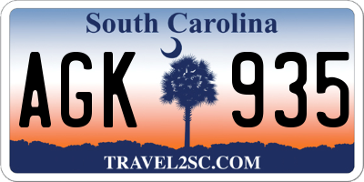 SC license plate AGK935