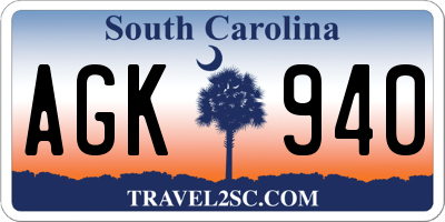 SC license plate AGK940