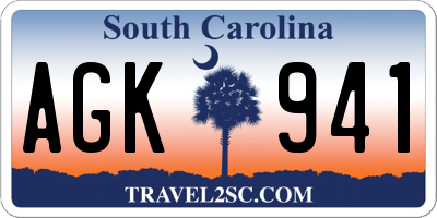 SC license plate AGK941