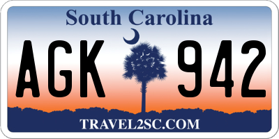 SC license plate AGK942