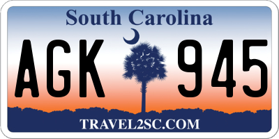 SC license plate AGK945