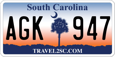 SC license plate AGK947