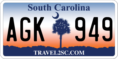 SC license plate AGK949