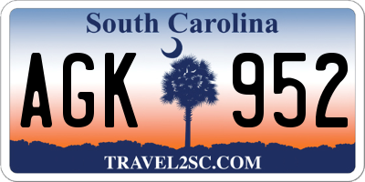 SC license plate AGK952