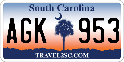 SC license plate AGK953