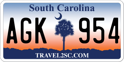 SC license plate AGK954