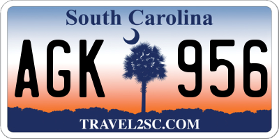 SC license plate AGK956