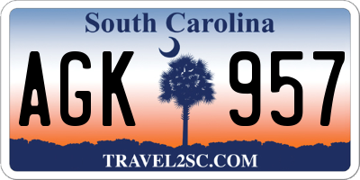 SC license plate AGK957